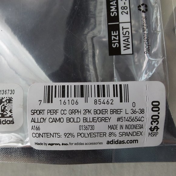 Adidas Men's Boxer Briefs 2 Pack L Camo Blue Grey - Picture 3 of 6